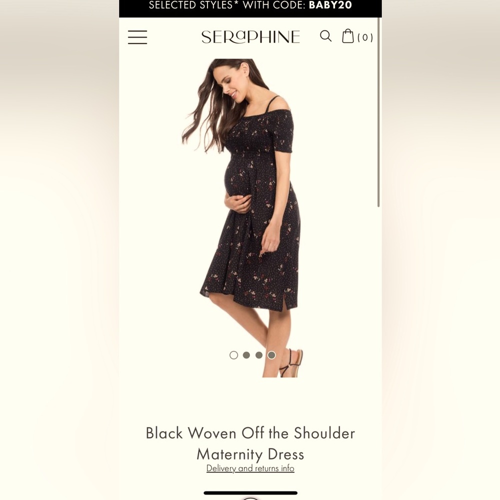 Seraphine Maternity off the shoulder floral dress.